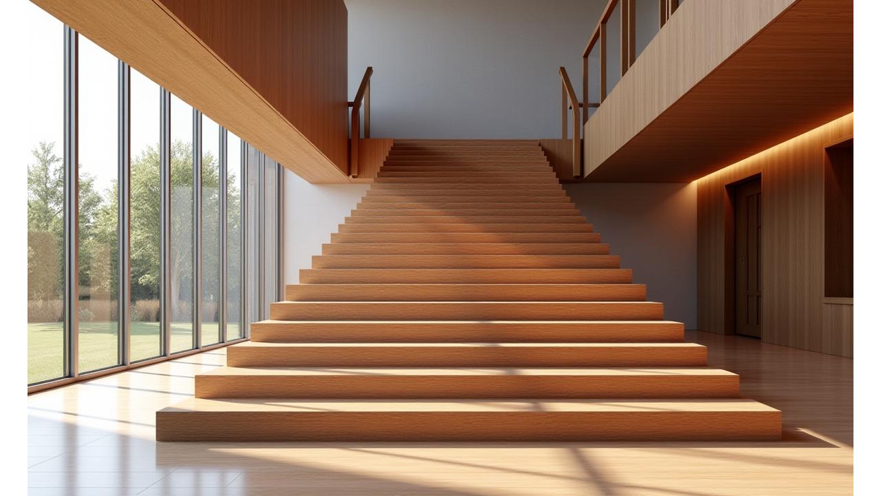 Stunning modern wooden door integrating with a minimalist apartment interior, subtly lit to enhance texture and warmth.